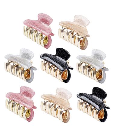 nuoshen 8 pcs Hair Claws Clips Colors Vintage Acrylic Hair Clamps with Non-Slip Styling Small Hair Jaw Clips Long Thick Fine Hair for Women Girl