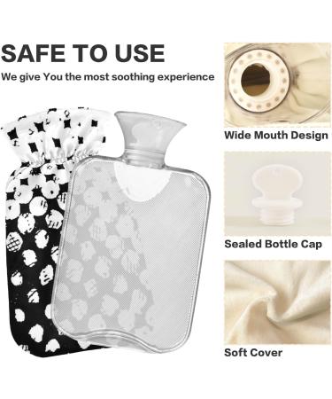 NAANLE 1L Black & White Polka Dot Hot Water Bottle - Transparent Pain Relief & Cold Therapy for Hands & Feet - Buy Online on GoSupps.com