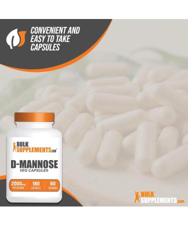 BulkSupplements D-Mannose Capsules - 2000mg Vegan Urinary Tract Health Supplement 180 Veg Capsules 3 Capsules per Serving - Buy Online on GoSupps.com