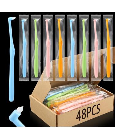 Wonyoing soft toothbrush with a small head cleans difficult areas for backlogs wisdom tooth detail cleaning implants yellow blue pink and orange 48 pieces