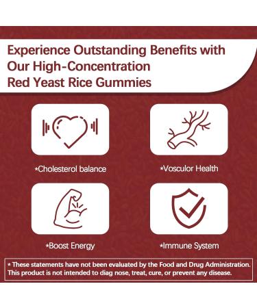 Yalei Premium Red Yeast Rice with CoQ10 Gummies for Heart & Cholesterol Support | Sugar Free Strawberry Flavor | 60 Gummies (30 Day Supply) | Vegan Non-GMO - Buy Online on GoSupps.com