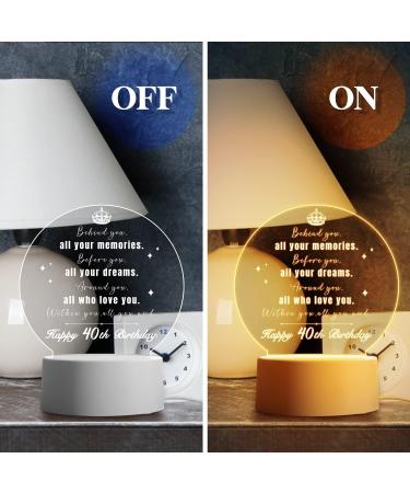 Vetbuosa 40th Birthday Gifts for Women and Men 40 Years Old Birthday Gifts Night Light 1982 40th Birthday for Father Mother Friends Daughter Son Husband Wife Anniversary Ideas Night Lamp 40th Birthday Gifts Night Light - Buy Online on GoSupps.com