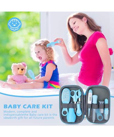 10-Piece Baby Grooming Kit | Newborn Healthcare Essentials Set for Nursery | Blue | Hair Brush, Nail Clipper, Thermometer | Infant Boys Girls - Buy Online on GoSupps.com