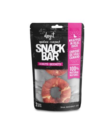 Dogit Snack Bar Rawhide Duck-Wrapped Donuts 2 pcs Dog Treats for Large Dogs Dog Chews Friandise Pour Chien Rawhide Dog Chews Gaterie Pour Chien