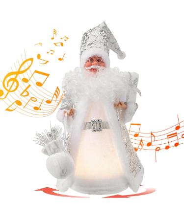 Xakay Electric Musical Santa Claus 18" Walking Singing Christmas Santa Claus Toys with Music and Lights Glowing Santa Claus Ornament Xmas Decorations Christmas Electric Dolls for Kids Funny Gift Silver