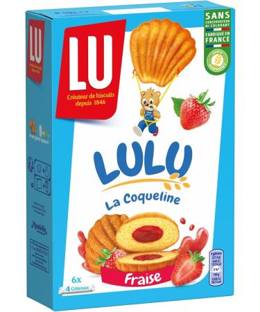 LU - LULU Strawberry Coqueline - 4 Boxes of 6 bags of 4 Lulu La Coqueline Strawberry Cakes - Soft Strawberry Filled Cake - Ideal to Take Away for Kids Snack - Set of 4x165g - Buy Online on GoSupps.com