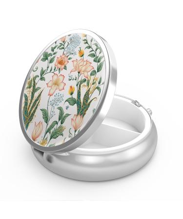 Pill dose 3 compartments Medicine Pill dose portable pill box for bag or wallet Pillendose Decorative metal medicine vitamin organizer Unique gift (flower flower) 18-floral flower 1 piece