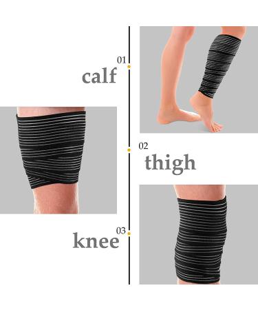 Elastic Calf Compression Bandage Leg Sleeve | Adjustable Lower Leg Wraps for Joint and Ligament Support | 4 Pack 70.86 Inch | Black - Buy Online on GoSupps.com