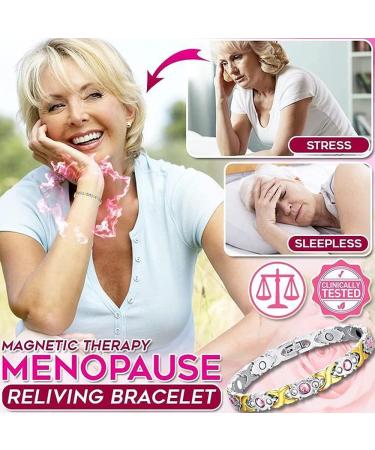 Magnetic Lymph Detox Bracelet Ladies Energy Health Bracelets for Hot Flashes Arthritis Pain Relief Slimming Sleepless Real Crystal Blood Sugar Control Ring Gifts Women Girls (Silver + Gold) - Buy Online on GoSupps.com