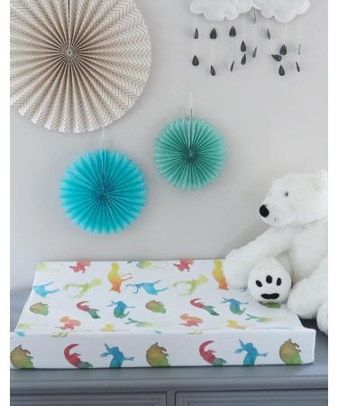 Gilded Bird Wedge Baby Changing Mat | Raised Sides Change Pad 69cm x 44cm | Extra Thick & Wipeable | Colourful Animals Design - Buy Online on GoSupps.com