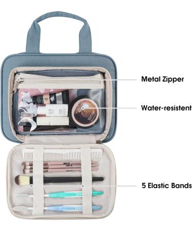 Large Travel Toiletry Bag Organizer - Greyish Blue Makeup & Cosmetic Bag for Women - Buy Online on GoSupps.com