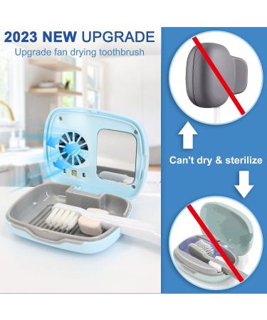 BY4U UV Toothbrush Cover - Rechargeable Portable Travel Case with UV Cleaning Light and Holder for Home and Business Trips - Blue - Buy Online on GoSupps.com