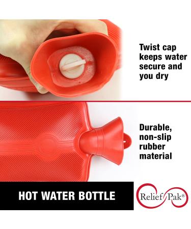 Classic Red Rubber Hot Water Bottle - 2 Quart Capacity for Pain Relief from Headaches, Cramps, Arthritis, Back Pain, Sore Muscles & Injuries - Buy Online on GoSupps.com