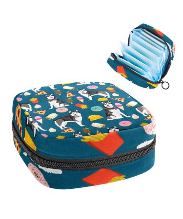GIAPB Period Bag Sanitary Napkin Storage Bag Period Pouch Travel Makeup Bag Animal Dog and Food Color702