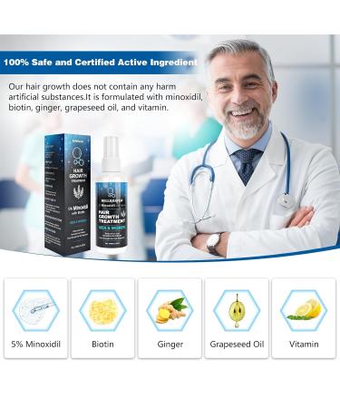 Buy 5% Minoxidil Hair Growth Treatment Spray - 100ML for Men & Women | Hair Regrowth Serum for Thinning & Hair Loss | 2 Month Supply for Beard & Hair - Buy Online on GoSupps.com