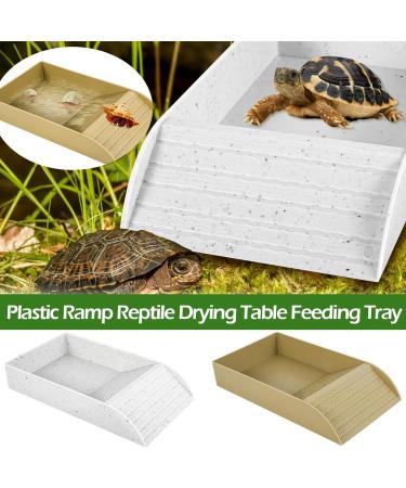 Tortoise Water Dish Tortoise Bath Dish Anti Slip Reptile Pool Bowl with Ramp Reptile Feeding Box Dish Tortoise Water Bowl Tortoise Accessories For Turtles Snakes Lizards Feeding Bathing (Brown) - Buy Online on GoSupps.com