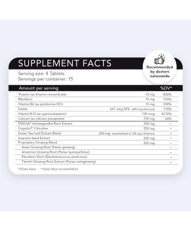 Energy EFP Brain Booster | Nootropic Energy Supplements for Focus & Stamina | 60 Ct with Citicoline Vitamin B Ashwagandha L-Theanine Ginseng - Ship Internationally - Buy Online on GoSupps.com