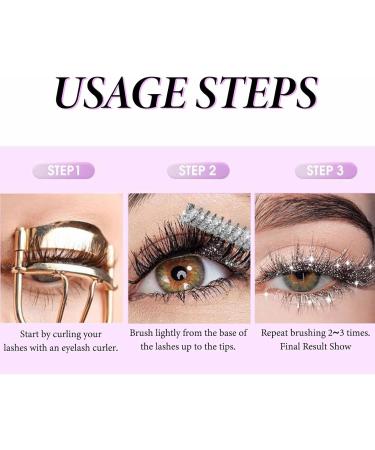  YUNFAN 3 Colors Glitter Eyeshadow Mascara Mascara Lengthening Diamond Sparkly Waterproof Eyelashes Eyelash Mascara Wedding Party - Buy Online on GoSupps.com