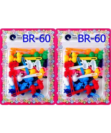 Tara Girls Self Hinge Multi Design Plastic Bow Hair Barrettes Selection Pack Of 2 (BR60)