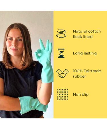 SEEP Eco Small-Medium Compostable Rubber Gloves - Multi-purpose Kitchen & Household Gloves - FSC & Fair-trade Certified - 1 Pair - Buy Online on GoSupps.com