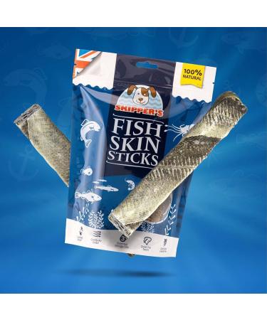 SKIPPER'S Fish Skin Dental Sticks - Natural Dog Dried Treats Low in Fat Healthy Chews Long Lasting Grain Free Dog Treat | White-Fish Skin Sticks For Dogs (Regular 250g) 250 g (Pack of 1) Regular - Buy Online on GoSupps.com
