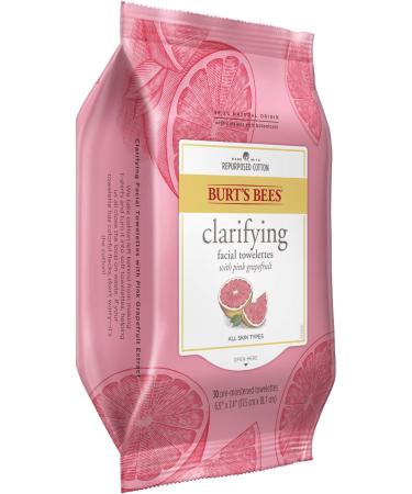 Burts Bees Pink Grapefruit Facial Cleanser Towelettes & Makeup Remover Wipes - 30 Count Pack - For All Skin Types - Made with Repurposed Cotton - Buy Online on GoSupps.com