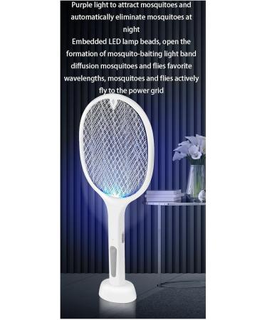 Electric Fly Swatter 3000V Bug Zapper Racket Dual Modes Mosquito Killer with Purple Mosquito Light Rechargeable for Indoor and Outdoor Home Office Backyard Patio Camping(Color:White) - Buy Online on GoSupps.com