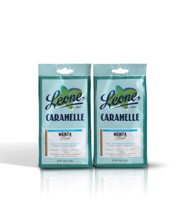 Leone depuis 1857 - Bonbons Sans Sucre Menthe - Bonbons la Menthe Sans Gluten et V gans - 2 Sachets de Bonbons Durs de 125g (2 x 125g)