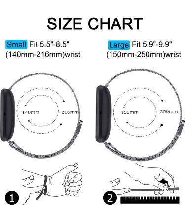 Amzpas Stainless Steel Mesh Magnetic Band for Fitbit Versa 3/Sense - Adjustable Wristband for Men and Women (Black, Large) - Buy Online on GoSupps.com