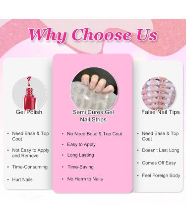 Ceboic Half-Hardened UV Gel Strips - 22PCS Silver Shiny French Nail Polish Stickers | Salon Quality Self-Adhesive Nail Wraps for Women & Girls - Perfect for Christmas Nail Art Decor - Buy Online on GoSupps.com