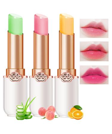 LuckNest 3Pcs Crystal Jelly lipstick  Long Lasting Nutritious Lip Balm Lips Moisturizer Magic Temperature Color Change Lip Gloss for Women and Girl (Mixed Set)