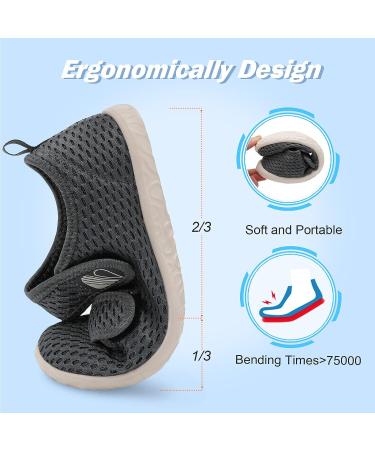Besroad Adjustable Wide Diabetic Slippers - Lightweight Non-Slip Sneakers Sandals for Women/Men - Light Gray - Size 8.5-9.5 Women/6.5-7.5 Men - Buy Online on GoSupps.com