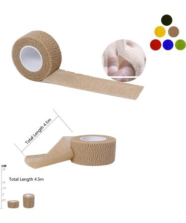 Self Adherent Wrap Tape 1Inch X 5Yards Beige - 6 Pack for Sports Injuries - Flexible Athletic Bandages for Sprains, Swelling, and Soreness on Wrist and Ankle - Buy Online on GoSupps.com