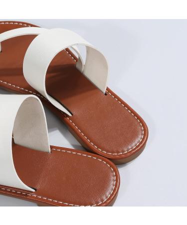 Summer Flat Sole Sandals for Ladies - Orthopedic Bunion Corrector & Open Toe Slip-on PU Leather Footwear - Size 5.5 White - Buy Online on GoSupps.com