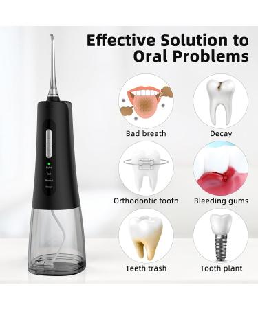 Water Flosser for Teeth - 4 Modes Oral Irrigator 300ML Dental Flosser for Home & Travel (Black) | International Shipping Available - Buy Online on GoSupps.com