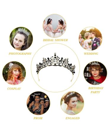 Lurrose Luxury Black Crystal Crown - Baroque Halloween Tiara & Rhinestone Queen Crown - Buy Online on GoSupps.com
