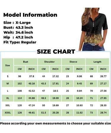 Shop Women's V-Neck Henley Tunic Shirt - Floral Print & Short Sleeve Blouse | Light & Loose Fit | Festive Tops | XL Black | International Shipping - Buy Online on GoSupps.com