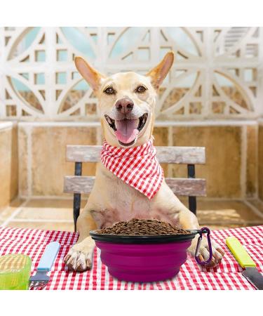 Collapsible Dog Bowls 2 Pack - Portable Water Bowls for Pets | Foldable Travel Bowl Set with Carabiner Clip - Ideal for Walking, Traveling, Hiking | Black+Purple - Buy Online on GoSupps.com