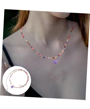 OATIPHO Colorful Heart Pendant Womens Summer Accessories Personalized Necklace Bride Bead Necklace Love As Shown 2 49X2CM - Buy Online on GoSupps.com