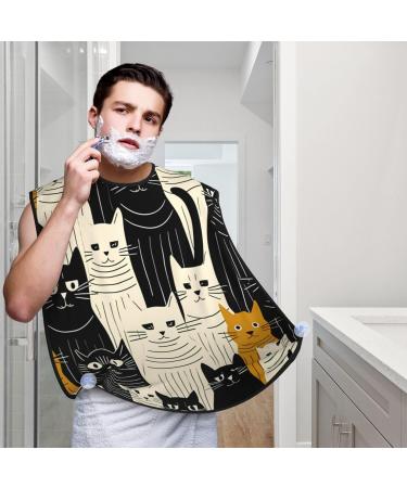 Black & White Cat Beard Bib - Funny Hair Catcher Non-Stick Grooming Cloth & Apron for Men | Perfect Gift for Grooming & Shaving - Buy Online on GoSupps.com