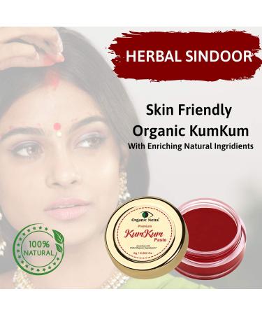 Organic Netra Sindoor - Waterproof Long Lasting Kumkum Paste | Pure Natural Deep Maroon Color | Enriched with Organic Ingredients - 0.2 oz - Buy Online on GoSupps.com