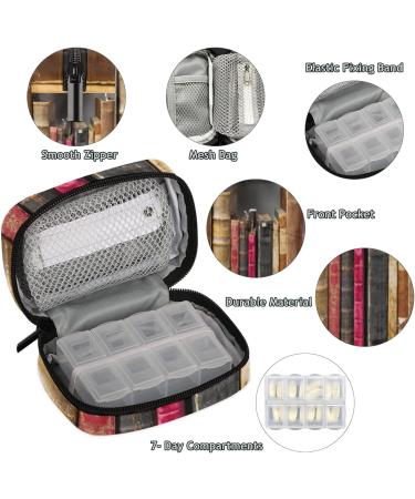 Vintage Book Pill Case | Weekly Medicine Organizer with Travel Bag | 7-Day Vitamin Supplement Box for Fish Oil & More - International Shipping Available - Buy Online on GoSupps.com