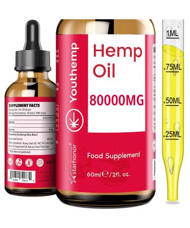 Natural Oil - Highest Strength with Omega 3 and Omega 6 Suitable for Vegetarians and Vegans (80000mg 60ml)