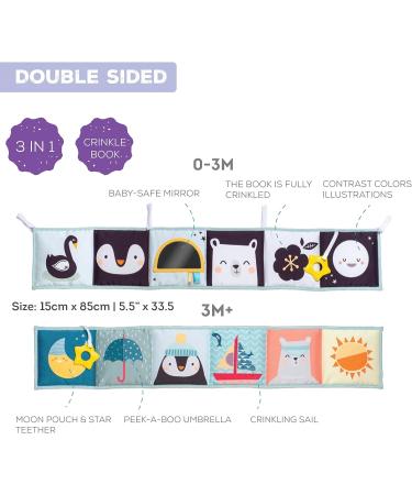 Black & White High Contrast Baby Activity Book for Newborns | Infant Sensory Toys | Soft Cloth Book for Tummy Time | Textured Fabric & Crinkling Shapes | 0-12 Months - Buy Online on GoSupps.com