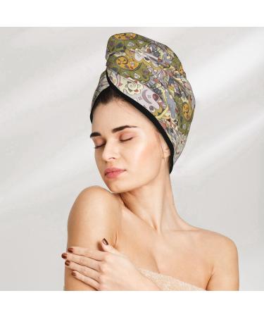 Ethnic Colorful Doodle Microfiber Hair Towel | Soft & Super Absorbent Quick Dry Wrap for Long Curly Thick Hair - Perfect for Women - Buy Online on GoSupps.com