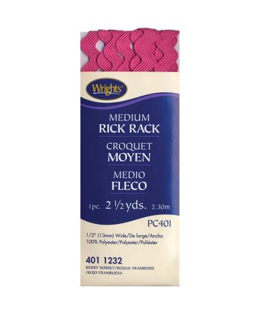 Wrights 117-401-1232 Polyester Rick Rack Trim  Berry Sorbet  Medium  2.5-Yard