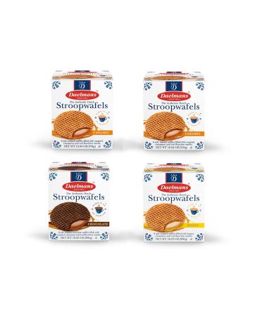 Daelman Stroopwafel - The Original Stroopwafels, Toasted Dutch Waffle Cookies, Made In Holland, No Artificial Colors or Preservatives (4 pack Assortment)
