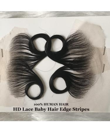 JZhair 4Pcs HD Swiss Lace Baby Hair Edge Stripes - Real Human Virgin Hair, Reusable & Natural for Women - Buy Online on GoSupps.com