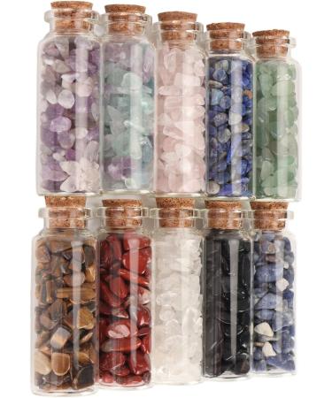 Healing Stone Bottles - 10 Pack Chakra Crystals for DIY - Vibrant Color Healing Gemstone Bottles - Buy Online on GoSupps.com