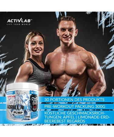 Buy ActivLab Black Gorilla Ice Pump Pre-Workout 300g - 30 Portions | 4000mg L-Citrulline 2400mg Beta-Alanine Caffeine-Free Ice-Cooling Apple Flavor | International Shipping - Buy Online on GoSupps.com